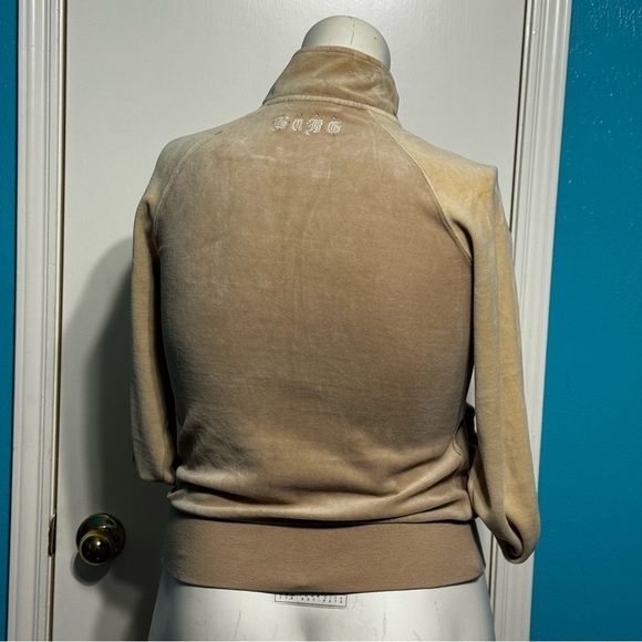 BCBG Max Azria Women's Vintage Y2K velour jacket beige 2 way zipper large GUC - Picture 3 of 16